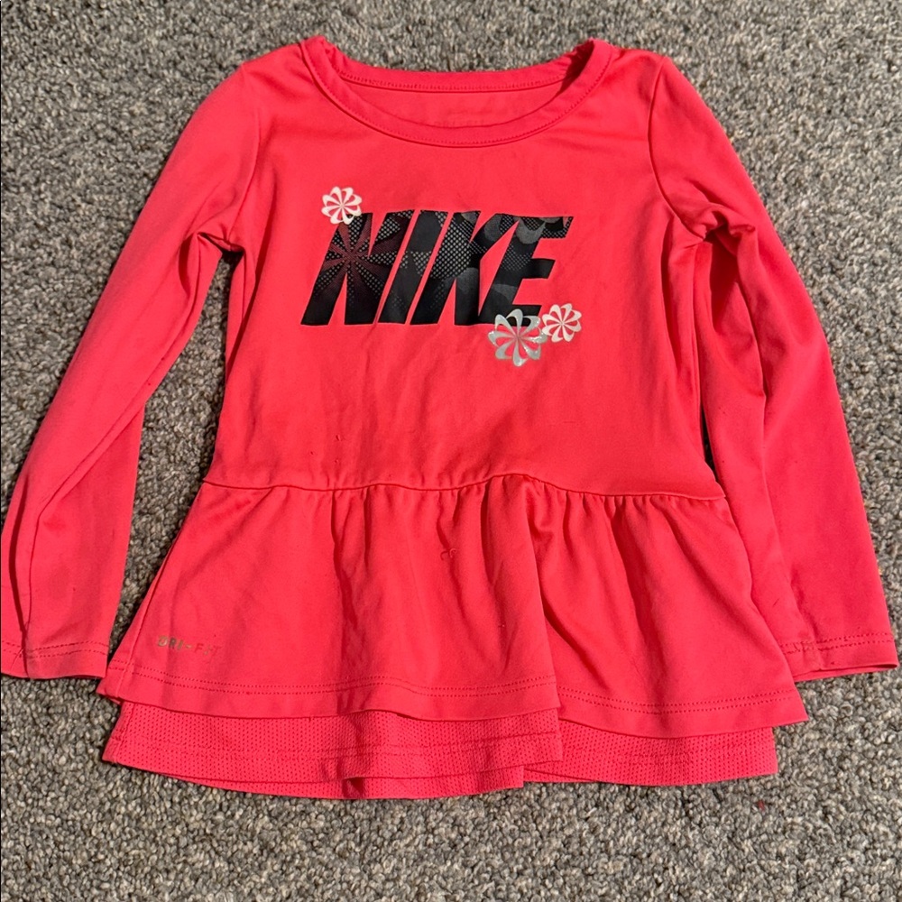 Nike Red Peplum Long Sleeve Top